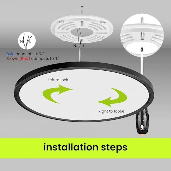 LED-taklampe, OTREN 24W innfelt lampe, vanntett IP44, 4000
