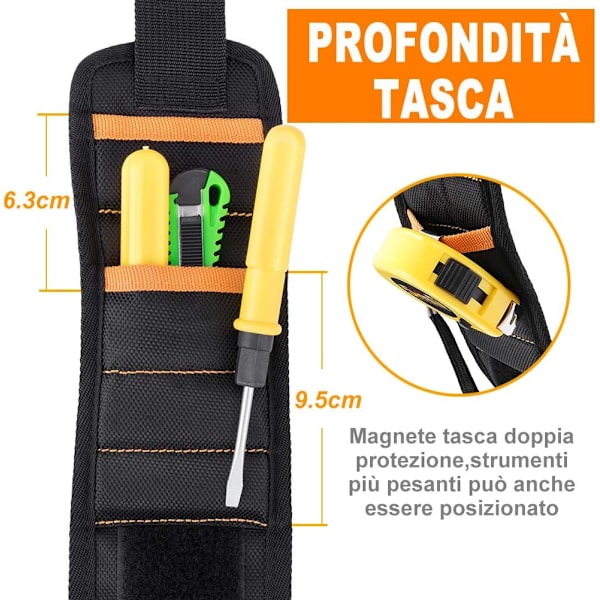 Justerbart magnetiskt handledsband med 20 superstarka magneter och 2