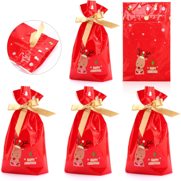 Joulun kiristysnyöripussit Lahjapussi karkeille, kekseille, pienille lahjoille joulun hääsynttäreiden lahjalaatikoille tai lahjapaketointiin, 50 kpl