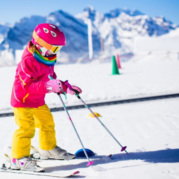 1 par rosa skihansker for barn i alderen 4-6 år, vanntette og varme