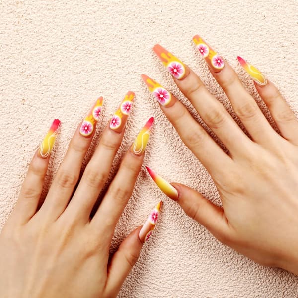 24 Frosted Grapefruit Ballet Nails, Wearable False Nails, Manicur