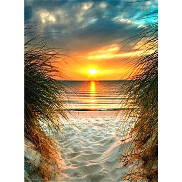 DIY 5D Diamantmaleri Kits til voksne Strand Fuld Bor Diamant Dotz Kits til voksne Diamantkunst Kits til voksne (Sandy Beach)