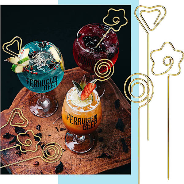 Cocktailpind, 6 stk. rustfrit frugtpind i rustfrit stål, genanvendelig