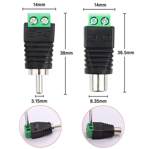 20 kpl RCA Phono uros-naaras audio/video liitinsovitin AV s