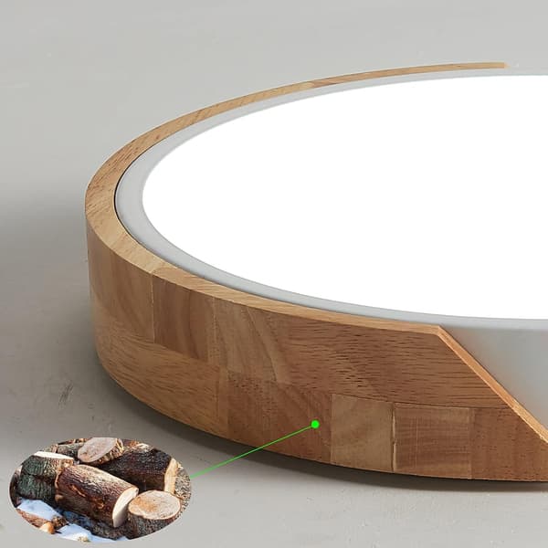 LED-træloftslamper, 24W moderne runde træ LED-loftslamper