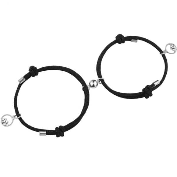 Pair bracelet with Magnet - Black Black one size