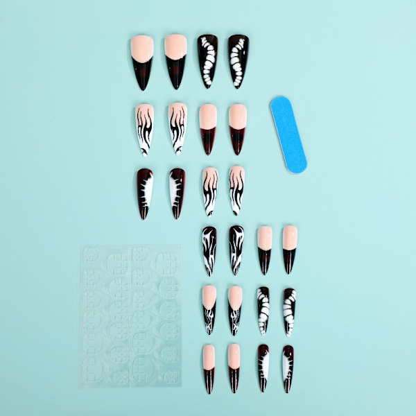 24 Hot Goth Jenter Bruker Press On Nails Falske Negler