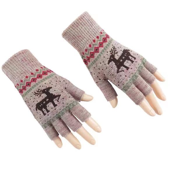 1 par khaki unisex vinter halvfingerhandsker vinter varm touch S