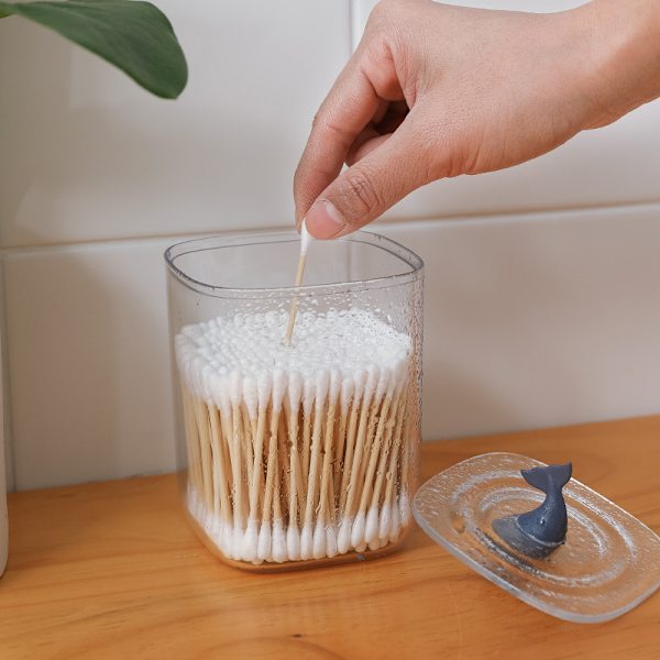 Bomuldsvatpind Dispenser Organizer ABS + AS Plast Bomuldsæske Cotto