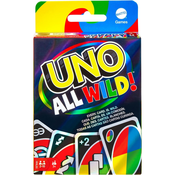 UNO All Wild Card Game med 112 kort, present till barn, familjer och