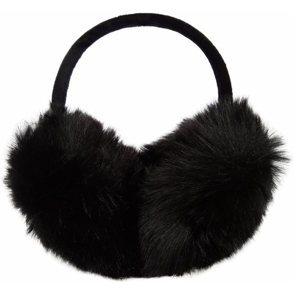 Kvinders imiteret pels-øreværn, som kan foldes sammen, store udendørs ørevarmere til vinter