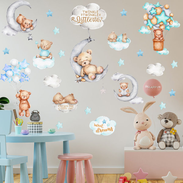 Stars and Clouds Wall Stickers, Balloons, Peel and Stick Wall Dec