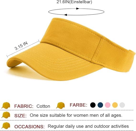 Visor Cap til kvinder - Golf Cap, Visors Sol Cap Justerbar Mænd Sport H