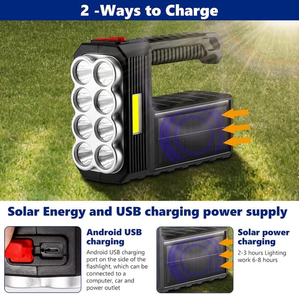 LED lommelykt søkelykt, 4 moduser campinglys 1600LM, USB