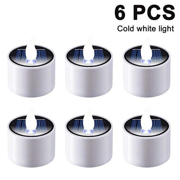 6-pack solcellslampor med LED-värmeljus - Uppladdningsbara elektroniska solcellslampor