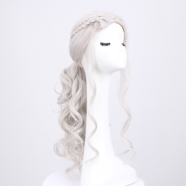 Cosplay peruk cosplay för kvinnor, Daenerys peruk lång blond lockig Kha