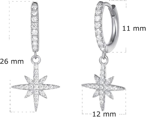 925 Sterling Silver Creolörhängen med Kompass/Cirkel/Daisy/Evil E