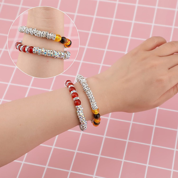 100 stk. 8mm Rondelle Perler Rhinestone Krystal Løs Runde Spacer B