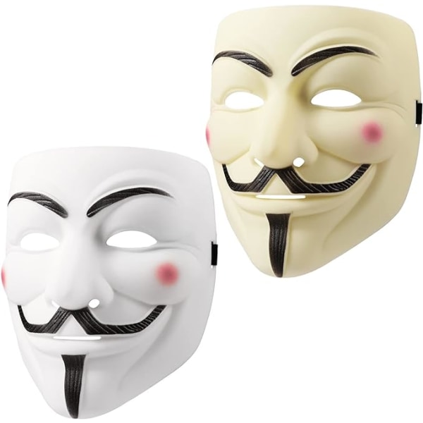 Anonym Halloween-mask, 2 delar V för Vendetta-mask för vuxna