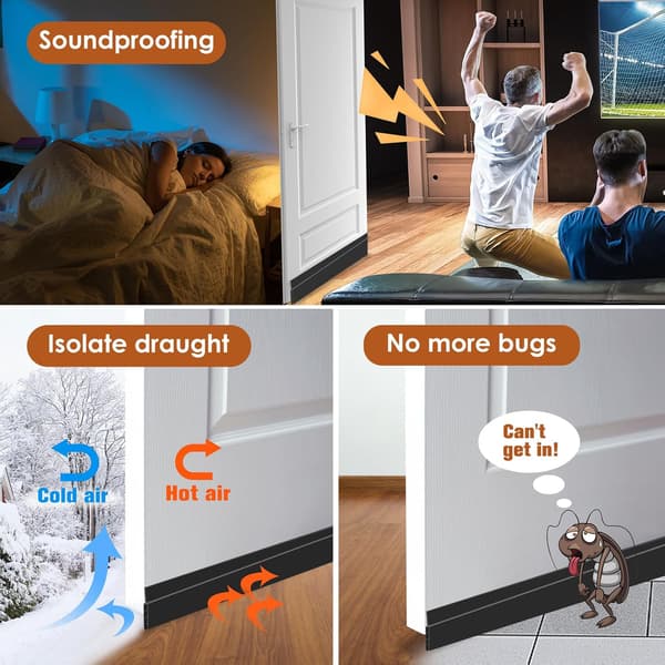 (Musta) Cold Stop Draft Excluder, Silikoni Tiivistysnauha Anti Noi