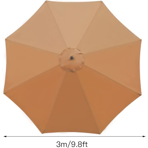 Reserveparasollovertræk - 8 ribben - 3m - Vandtæt - UV-beskyttelse - Udskiftningsstof - Khaki (farve)