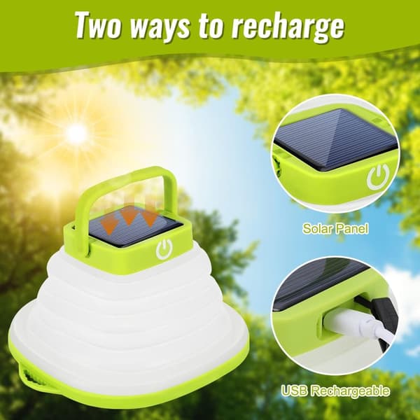 Campinglyslykt, solcelledrevet LED-lampe Foldable LED Lanter