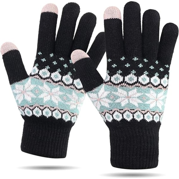 Vinter Touchscreen-handsker Varm blødt foring Elastiske manchetter til kvinder (sort)