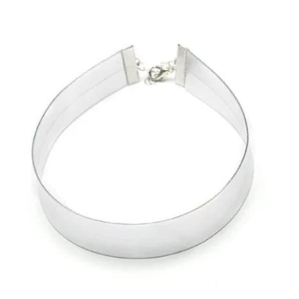 Silver Shiny Wide Metallic Silver Choker / Halsband