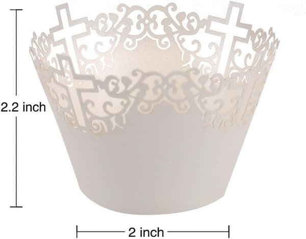 50 x Cupcake-innpakninger - Hvite kryssdesign papirkonvolutter