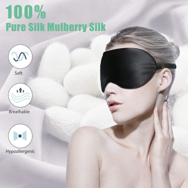 Silk Sleep Mask, 2 Pack 100% Real Natural Pure Silk Eye Mask with