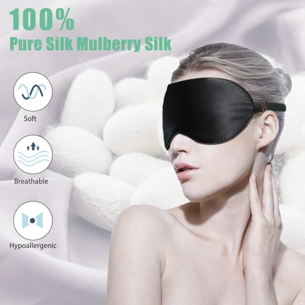 Silke Sleep Mask, 2 Pack 100% Real Natural Pure Silk Eye Mask med