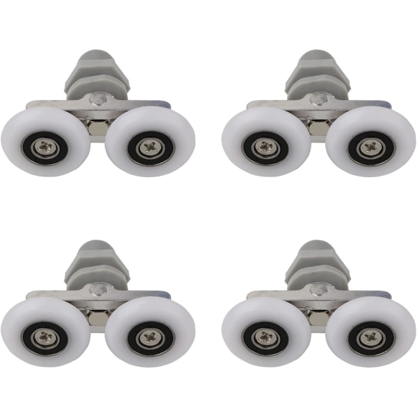 4 stk 25mm Dobbel Dusjdørhjul Dusjdørruller Skyvedør