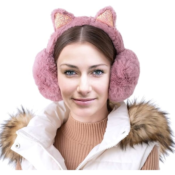 Women's Warm Earmuffs, Winter Cat Earmuffs, Soft Foldable Knitted