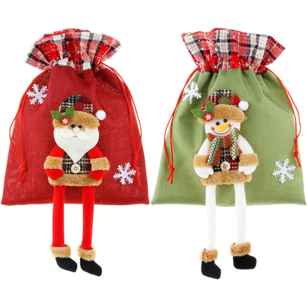 2stk julesnørepose,juleposer til gaver Cloth Chri