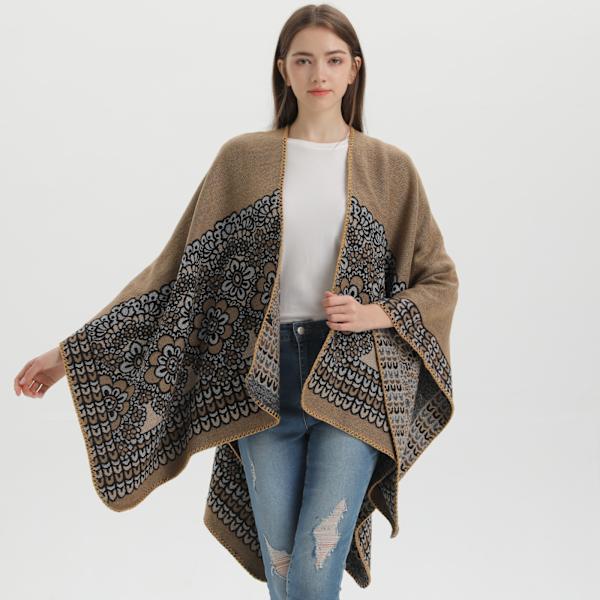 Khaki Rustic sjal damer fire sesonger multifunksjonell tykk