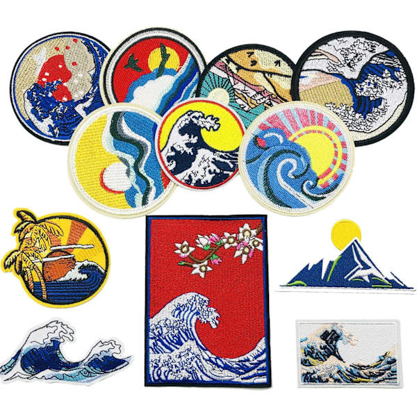 Iron-on Patch, 12 PCS Wave The Sunset Patch Sticker Iron-on Patch