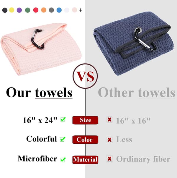 2-pack Tri-fold golfhanddukar, premium mikrofibertyg våffelmönster