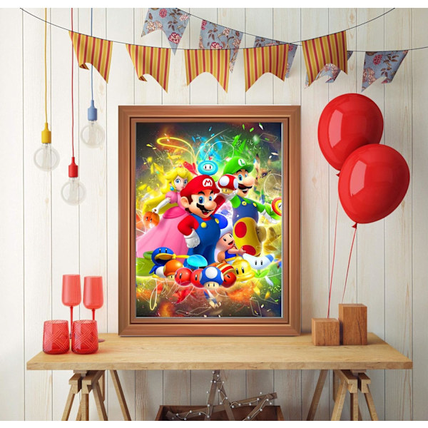 30*40CM 5D Diamantmålningssats för vuxna Super Mario för barn -