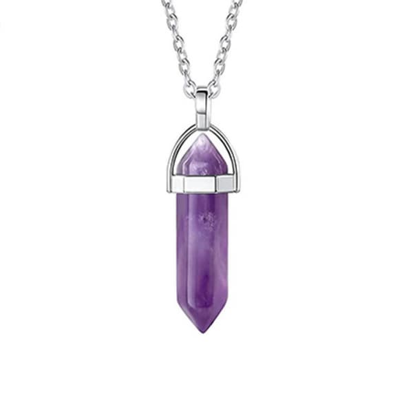 Amethyst Healing Halskæde Pagansk Rustfrit Kæde Boho New Age