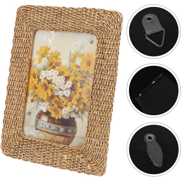 1 stk. Flettet fotoramme Rattan fotoramme Kunstharpiks fotorammer Retr