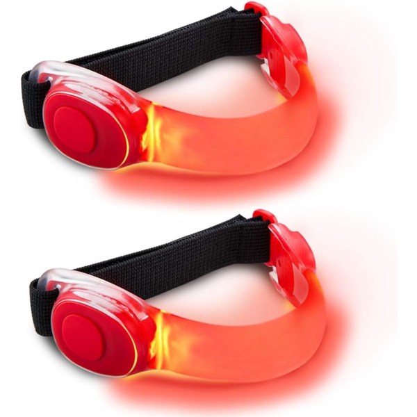 Røde LED-armbånd, 2-pakke LED-blinkende elastiske bånd for voksne en