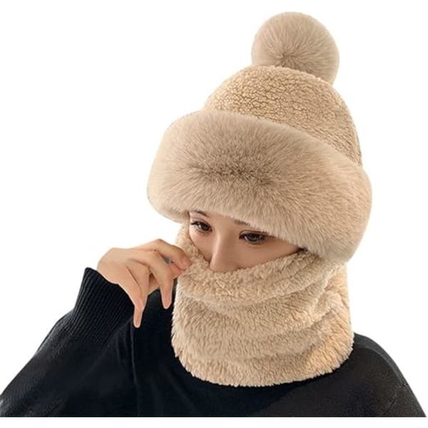 One Piece Fleece Hat til kvinder - Hættehalstørklæde - Halsvarmer - Vinder