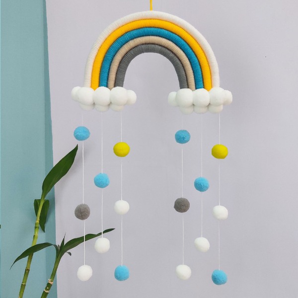 Rainbow Macrame Vägghängande gobeläng Heminredning Bohemian Decor H