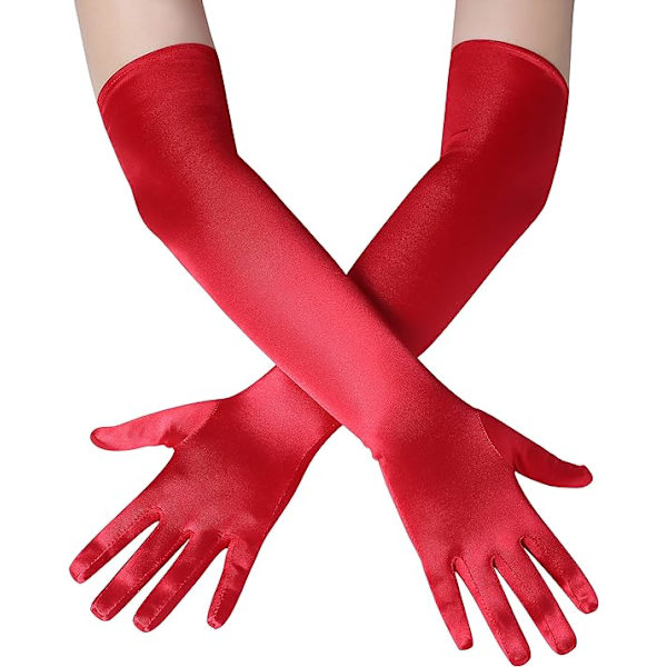 Dam långa handskar i satin till fest, bröllop och klänning