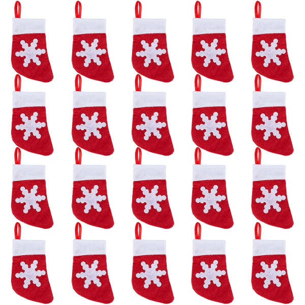 20 stk Mini julestrømper Røde Strikkestrømper Bestiktasker N