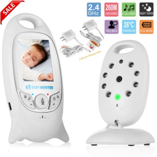 Trådløs video babymonitor 2,0 tommers fargesikkerhetskamera 2-veis