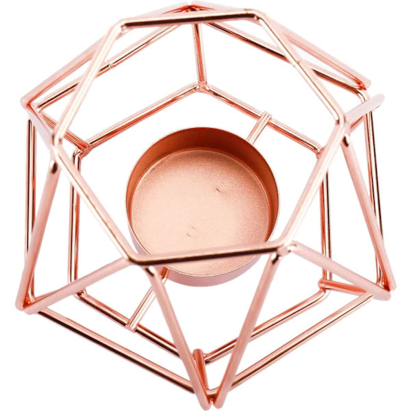 Set med 2 geometriska ljusstakar i metall i hexagonform för bordsdekoration,