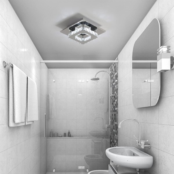 Krystall taklampe, taklampe i rustfritt stål, 12W LED taklampe
