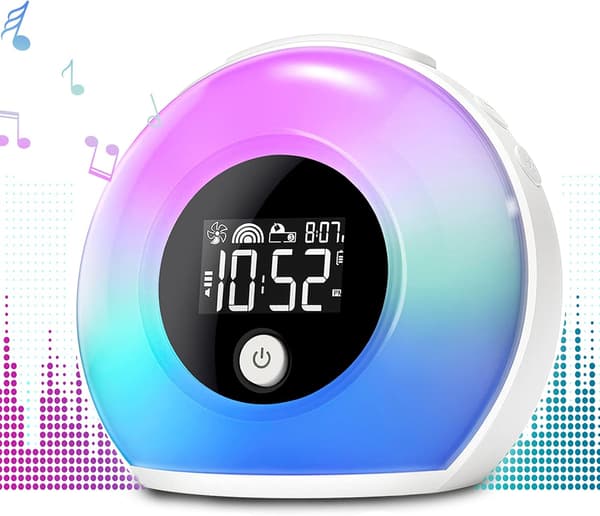 Vækkeur med lys og Bluetooth-højttaler, natlampe til børn