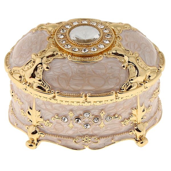 Oval smykkeskrin i metal med kreative diamanter, 8,5*6*6cm A